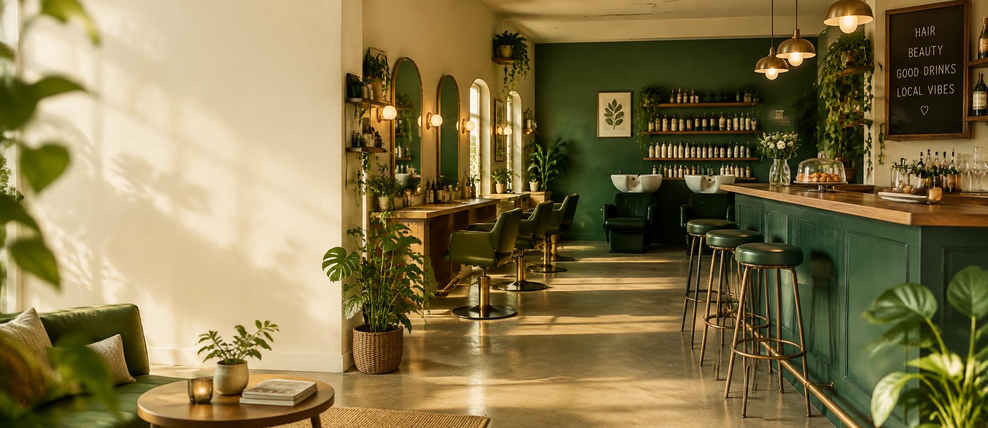 Interior de un negocio local con mostrador